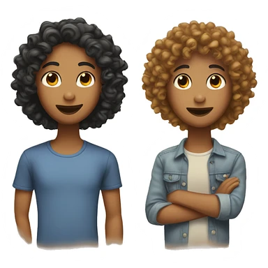 best friends with straight and curly hair sticker