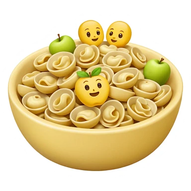 realistic, appetizing bowl of orecchiette pasta as an emoji, Apple emoji style sticker