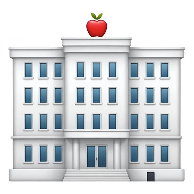 white hotel building, apple emoji style sticker