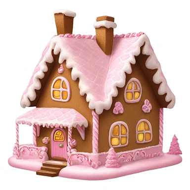 Big Light Pink very detailed gingerbread house  sticker