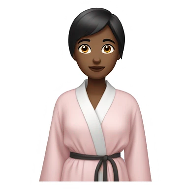 girl with black short hair wearing a light pink robe  sticker