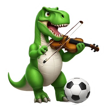 T-rex playing violino and soccer sticker