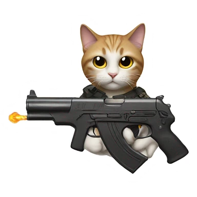 Cat with a gun sticker