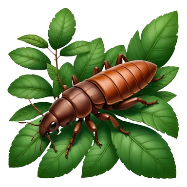 Giant Madagascar hissing cockroaches in their natural habitat, crawling over leaves and branches. Detailed close-up, highlighting their size, texture, and distinctive hissing feature. Soft, natural lighting and a transparent background. sticker