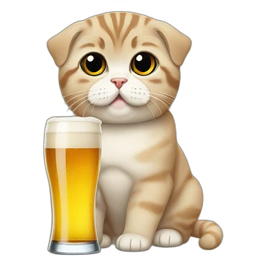 scottish fold drinking beer sticker