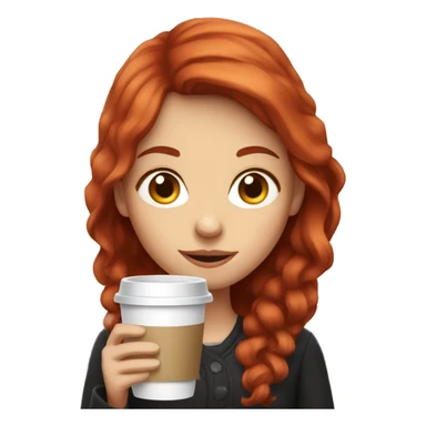 Red hair girl holding coffee sticker