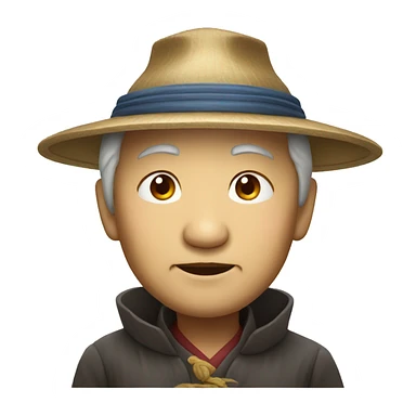 Old Chinese man with traditional Chinese hat sticker