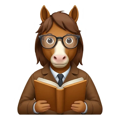 horse read book with glasses sticker