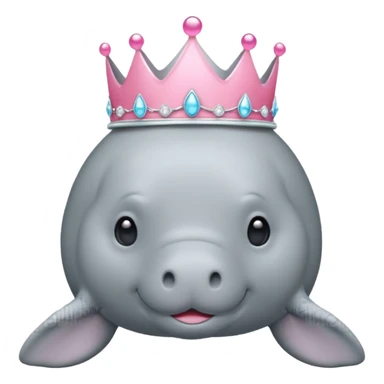 a manatee with a pink princess tiara sticker