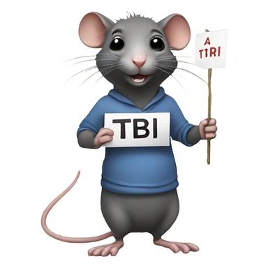 A rat holds a sign with the inscription "TbI" sticker