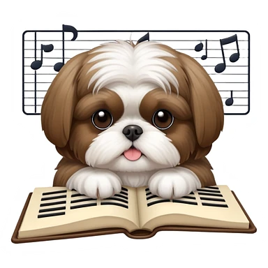 shih tzu writing music score sticker