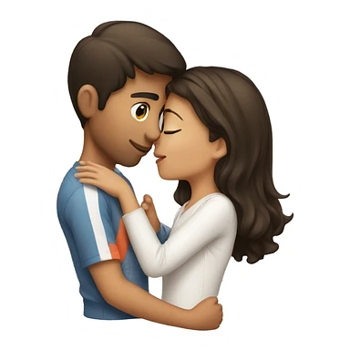 a brunette girl kissing a boy sticker
