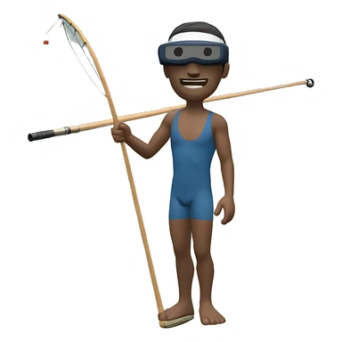 a swimmer with a Monmouth Baricoda  with a fishing rod in his hand in VR sticker