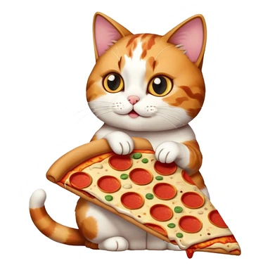 cat eating pizza sitting position sticker