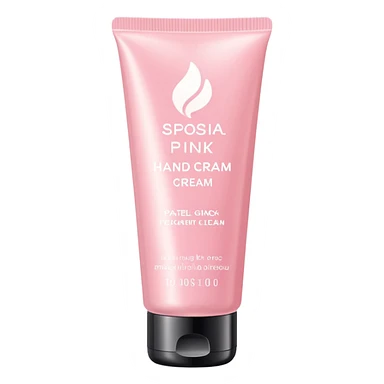 Pastel pink hand cream tube, sleek design, clean background sticker