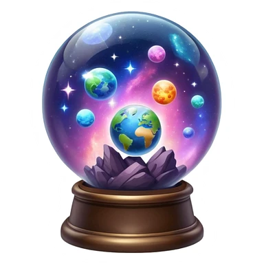 Tiny sparkly magical nebula planets inside a glass globe dome sticker