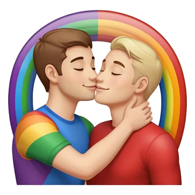 make 2 seductive men kissing and holding flying on a rainbow sticker