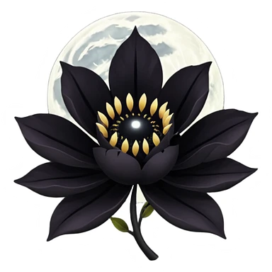 black blossom with black moon sticker