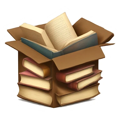 open box with old books inside  sticker