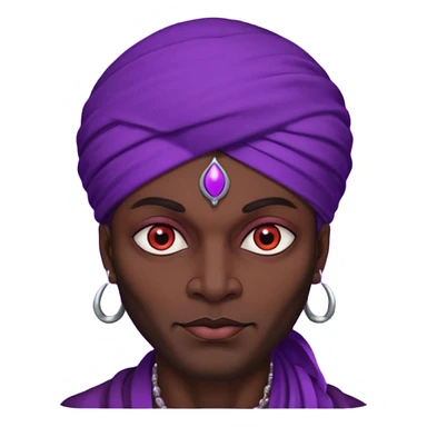 Con el planeta Saturno 🪐 (esto tiene que ser el elemento más importante) , un moro con turbante 👳🏾‍♂️ y la cara del diablo morada esta 😈  sticker