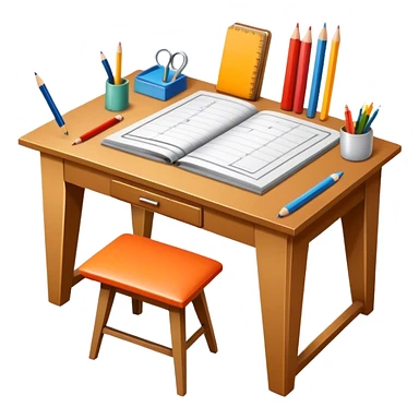 Icon for Furniture Design: a furniture drawing with 3D models of furniture pieces placed on top, accompanied by rulers and a pencil. The icon should represent the design process with focus on precision and modeling. Transparent background. sticker