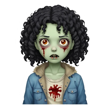 garota zumbi com cabelo cacheado preto sticker