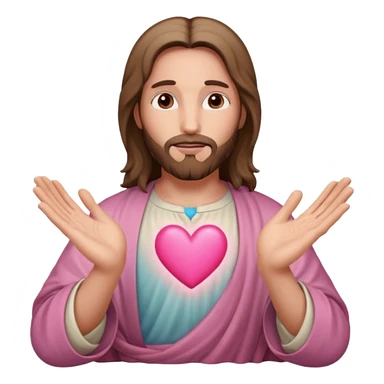 Jesus making a pink heart with his hands sticker
