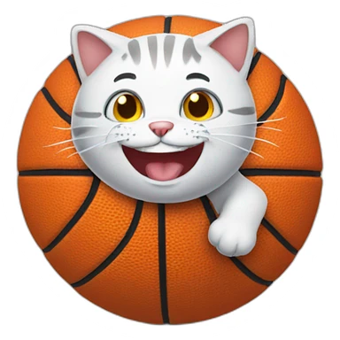 happy cat playing basketball sticker