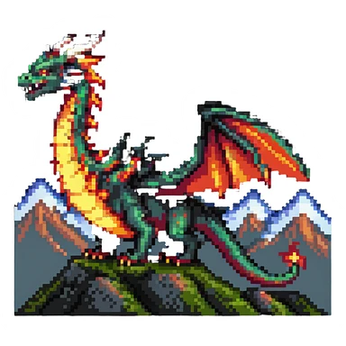 dragon flying over mountains breathing fire sticker