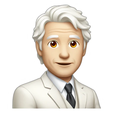 senior Boy, red eyes, White elegant hair, pale-skin, suit sticker