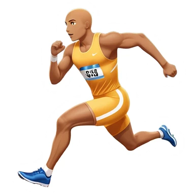 An icon featuring The background showcases a vibrant stadium with cheering fans, bright lights, and a clear sky. an athlete sprinting on a track, with powerful strides and determination. The athlete's motion is dynamic, emphasizing speed and competition. sticker