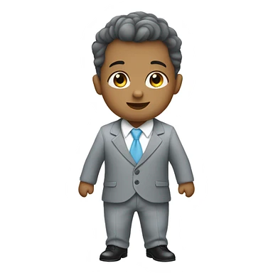 Little gentleman wearing a grey suit with white shirt and baby blue tie sticker