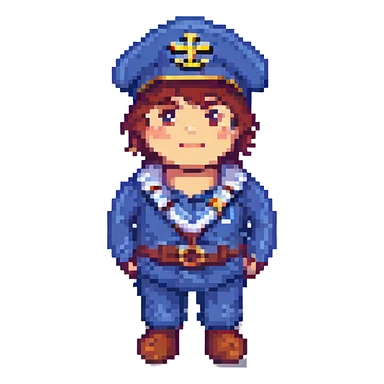 man wearing a captain hat sticker