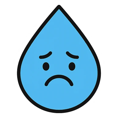 sad water droplet icon with color and black outlines sticker