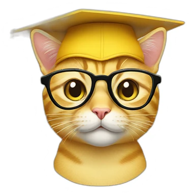 yellow-cat-with-glasses-and-with-mortarboard-on-its-head sticker