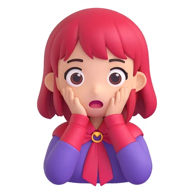 Sameko Saba, a vtuber character, looking scared, 3D emoji style sticker
