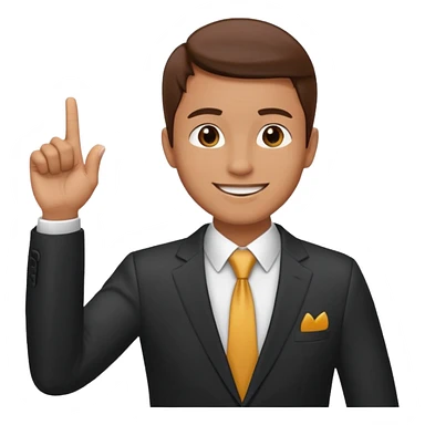business client raising his hand with one finger only to say that he wants to make a request sticker