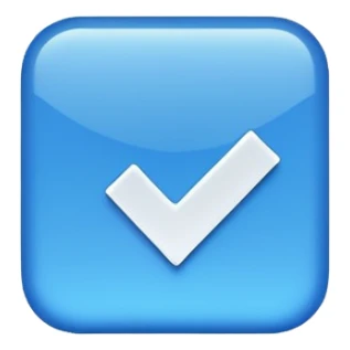 Make a symbol with a tilted blue colored square with a tick mark inside it in the middle. Make the edge of the square sharp. sticker