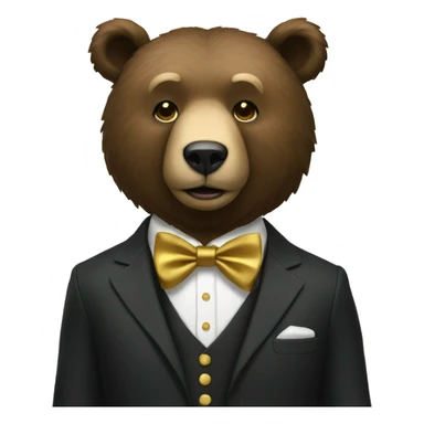 bear in suit with gold sticker