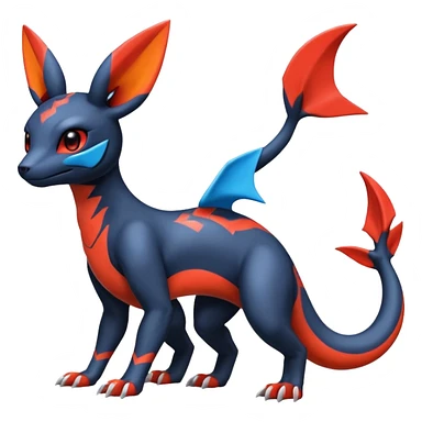 Cute Exotic Colorful Guilmon-Salandit-Umbreon-Fakémon-hybrid-creature (full body)  sticker