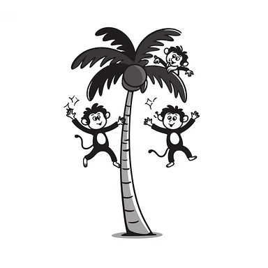 palm tree with monkeys sticker