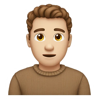 only one big confusion thinkative emoji men with brown hair, pale skin and a brown sweater sticker