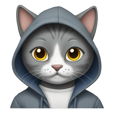 Grey cat wearing hoodie  sticker