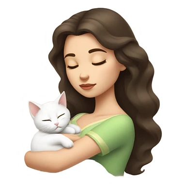 brunette Sleeping beauty girl with white kitty sticker