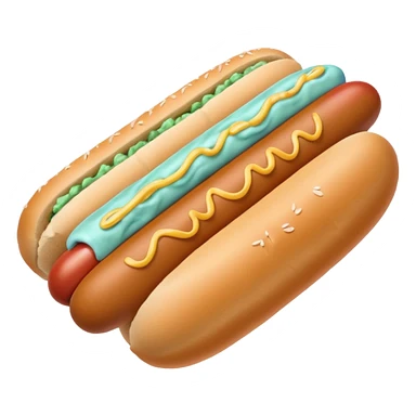 a blue colored hotdog bun with a minty colored hotdog in the middle of it sticker
