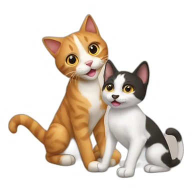 cat playing with a dog sticker