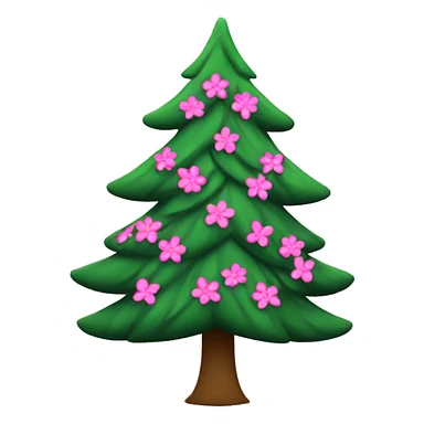 Christmas tree with pink flowers sticker