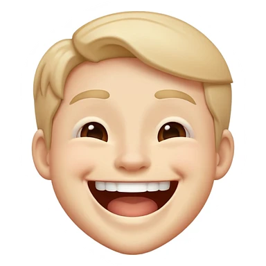 Person laughing to a straight face sticker