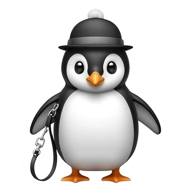 Penguin with leash on sticker