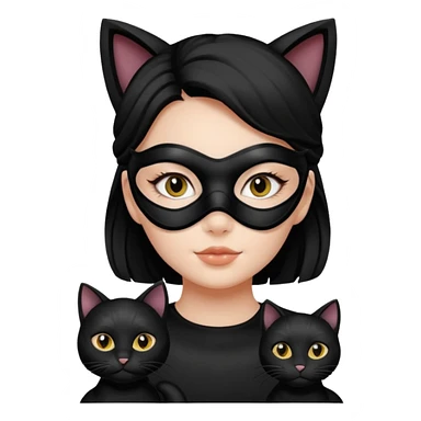 Black cat and girl with face masks sticker
